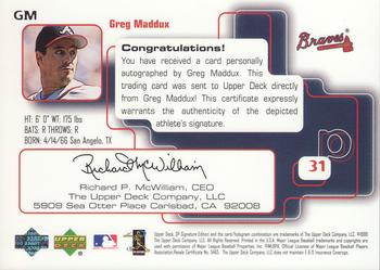 1999 SP Signature Edition - Autographs #GM Greg Maddux  Back