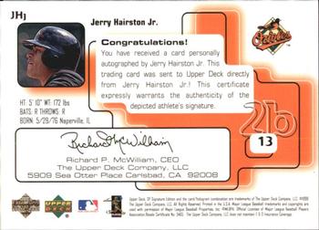 1999 SP Signature Edition - Autographs #JHj Jerry Hairston Jr.  Back