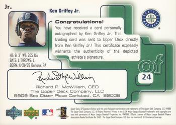 1999 SP Signature Edition - Autographs #JR Ken Griffey Jr.  Back