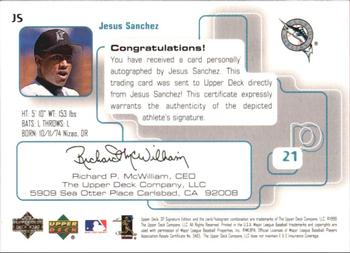 1999 SP Signature Edition - Autographs #JS Jesus Sanchez  Back