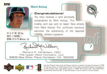1999 SP Signature Edition - Autographs #MK Mark Kotsay  Back