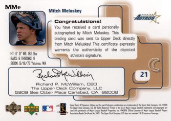 1999 SP Signature Edition - Autographs #MMe Mitch Meluskey  Back