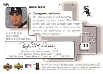 1999 SP Signature Edition - Autographs #MV Mario Valdez  Back