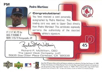 1999 SP Signature Edition - Autographs #PM Pedro Martinez  Back
