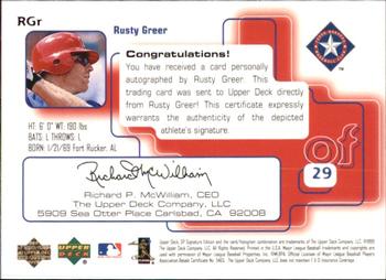 1999 SP Signature Edition - Autographs #RGr Rusty Greer  Back