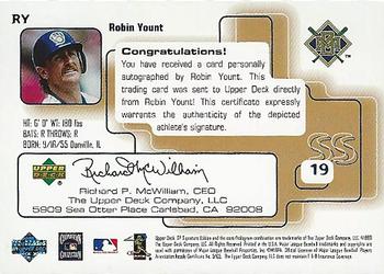 1999 SP Signature Edition - Autographs #RY Robin Yount  Back