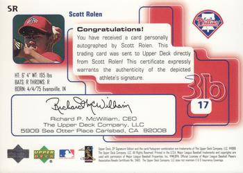 1999 SP Signature Edition - Autographs #SR Scott Rolen  Back