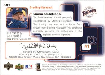 1999 SP Signature Edition - Autographs #StH Sterling Hitchcock  Back