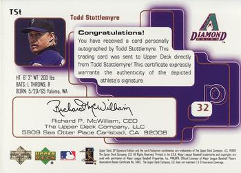 1999 SP Signature Edition - Autographs #TSt Todd Stottlemyre  Back