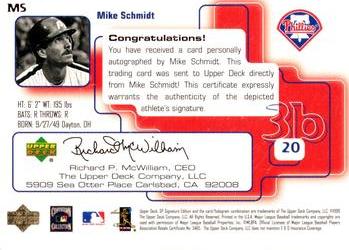 1999 SP Signature Edition - Autographs #MS Mike Schmidt  Back