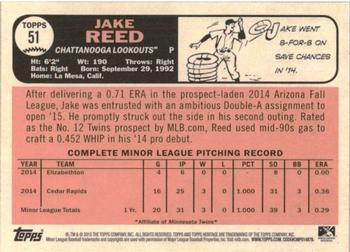 2015 Topps Heritage Minor League - Blue #51 Jake Reed Back