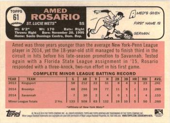 2015 Topps Heritage Minor League - Blue #61 Amed Rosario Back