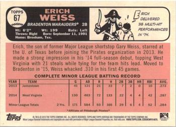 2015 Topps Heritage Minor League - Blue #67 Erich Weiss Back