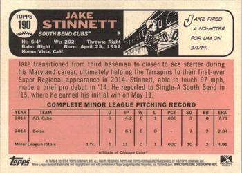 2015 Topps Heritage Minor League - Blue #190 Jake Stinnett Back