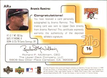 1999 SP Signature Edition - Autographs Gold #ARA Aramis Ramirez  Back