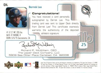 1999 SP Signature Edition - Autographs Gold #DL Derrek Lee  Back