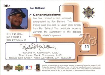 1999 SP Signature Edition - Autographs Gold #RBE Ron Belliard Back
