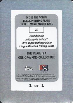 2015 Topps Heritage Minor League - Printing Plates Black #78 Alen Hanson Back