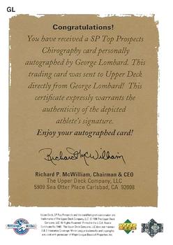 1999 SP Top Prospects - Chirography #GL George Lombard  Back