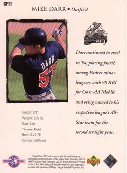 1999 SP Top Prospects - Great Futures #GF11 Mike Darr  Back