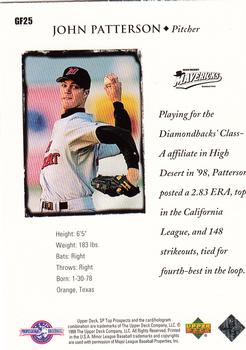 1999 SP Top Prospects - Great Futures #GF25 John Patterson  Back
