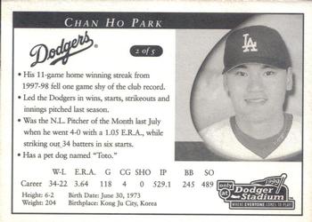 1999 Los Angeles Dodgers Concession Stand #2 Chan Ho Park Back