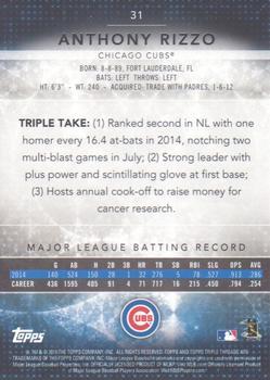 2015 Topps Triple Threads - Amber #31 Anthony Rizzo Back