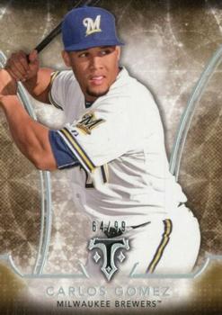 2015 Topps Triple Threads - Gold #11 Carlos Gomez Front