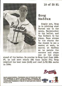 1999 Sports Illustrated - Headliners #19HL Greg Maddux  Back