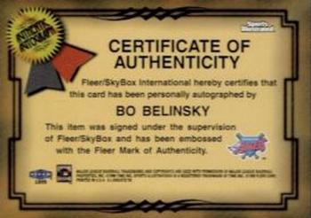1999 Sports Illustrated Greats of the Game - Autographs #NNO Bo Belinsky Back