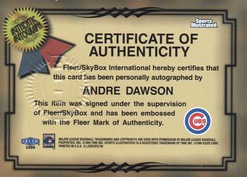 1999 Sports Illustrated Greats of the Game - Autographs #NNO Andre Dawson Back