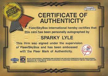 1999 Sports Illustrated Greats of the Game - Autographs #NNO Sparky Lyle Back