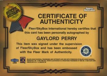 1999 Sports Illustrated Greats of the Game - Autographs #NNO Gaylord Perry Back