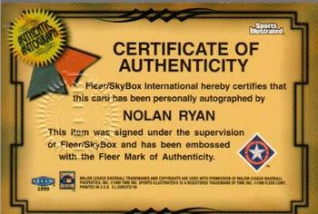 1999 Sports Illustrated Greats of the Game - Autographs #NNO Nolan Ryan Back