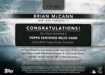 2015 Topps Triple Threads - Relics Sapphire #TTR-BM1 Brian McCann Back