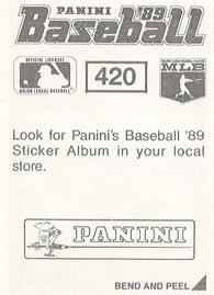 1989 Panini Stickers - Promos #420 Mark McGwire Back