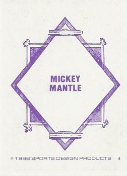 1986 Sports Design Products JD McCarthy #4 Mickey Mantle Back