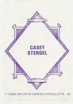 1986 Sports Design Products JD McCarthy #12 Casey Stengel Back