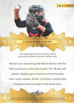 2015 Leaf Ultimate #BA-LH1 Lucas Herbert Back