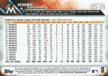 2016 Topps Opening Day #OD-29 Ichiro Back