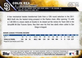 2016 Topps Opening Day #OD-36 Colin Rea Back