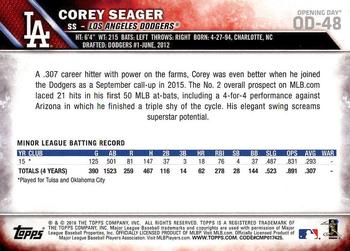 2016 Topps Opening Day #OD-48 Corey Seager Back