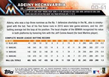2016 Topps Opening Day #OD-61 Adeiny Hechavarria Back