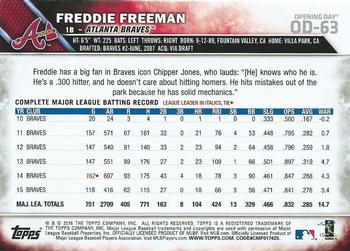 2016 Topps Opening Day #OD-63 Freddie Freeman Back
