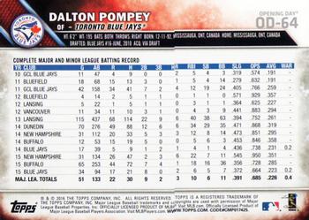 2016 Topps Opening Day #OD-64 Dalton Pompey Back