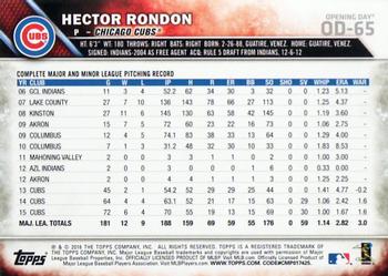 2016 Topps Opening Day #OD-65 Hector Rondon Back