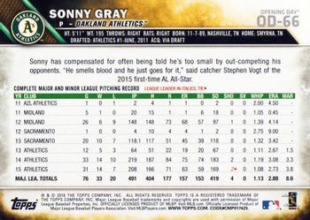 2016 Topps Opening Day #OD-66 Sonny Gray Back