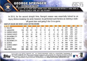 2016 Topps Opening Day #OD-73 George Springer Back