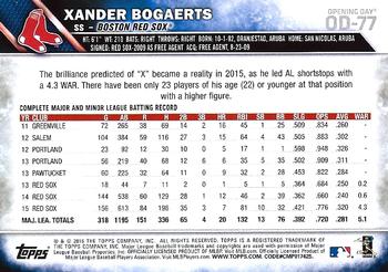 2016 Topps Opening Day #OD-77 Xander Bogaerts Back