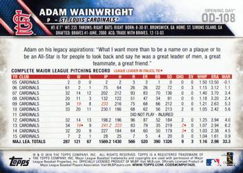 2016 Topps Opening Day #OD-108 Adam Wainwright Back